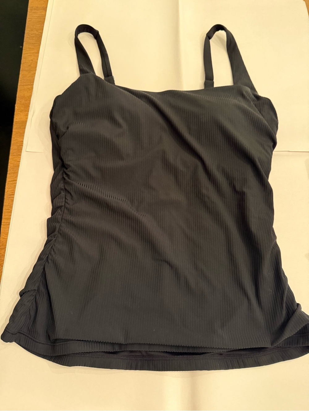 Athleta Black Ribbed Swim Cami with Adjustable Straps